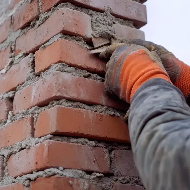 Brick chimney repointed with fresh mortar