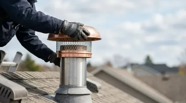 Cap installed on a metal prefab flue